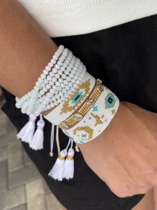 White and Gold Evil Eye bracelet