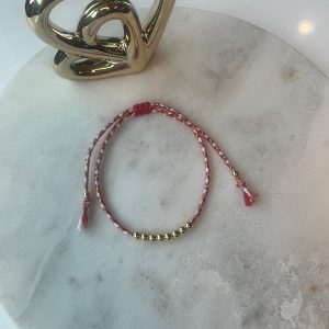 Red and white Gold plated beaded bracelet