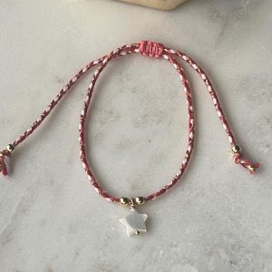 Red and white single Shell Star bracelet